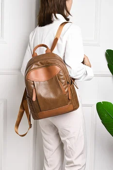 

2020 Fashion WOMEN'S Backpack Large Capacity Soft Leather Traveling Bag School Bag Backpack Women's back pack bagpack