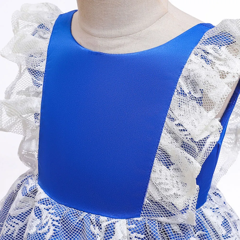 Одежда для маленьких девочек; Vestido; кружевное многослойное платье с оборками для девочек; платье-пачка для свадебной вечеринки; летние платья принцессы с открытой спиной для маленьких детей