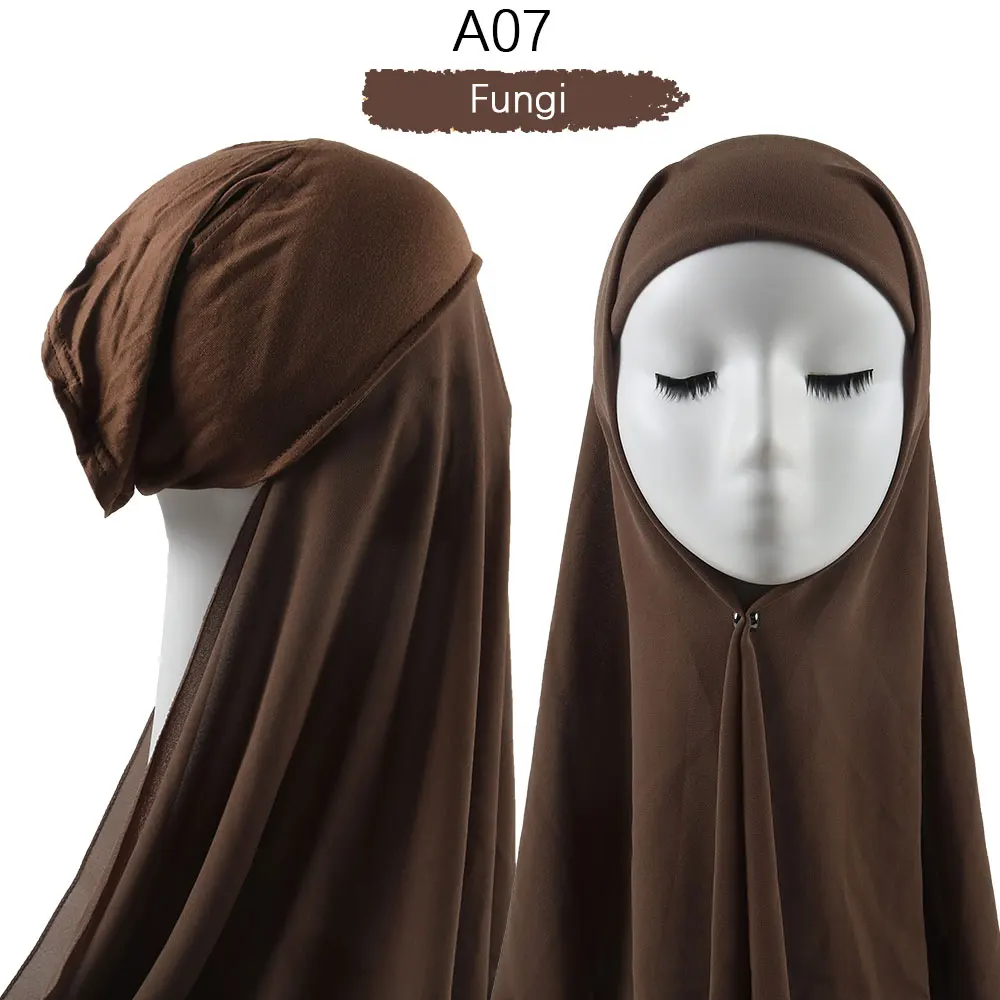 Women Muslim Instant Chiffon Hijab With Cap Underscarf Bonnet HIjabs  Scarf Islam Headscarf Headwrap Turbante