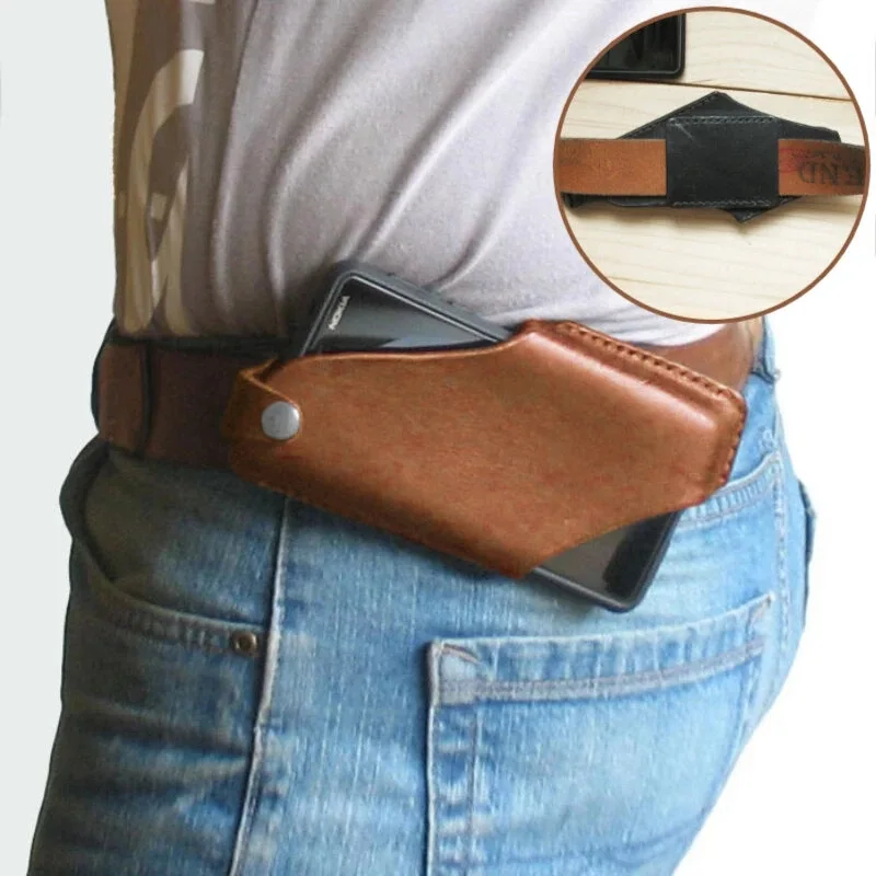 Phone-Bag Waistband Phone-Protection Mobile-Phone Outdoor-Sports Men PU Mens