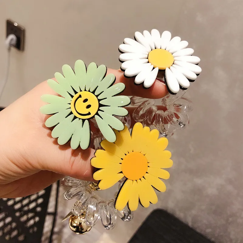 

Lovely Little Daisy Scrunchies Smiling Face Elastic Rubber Band Flower Headwear Fashion Jewelry For Women Girls Hair Accessories