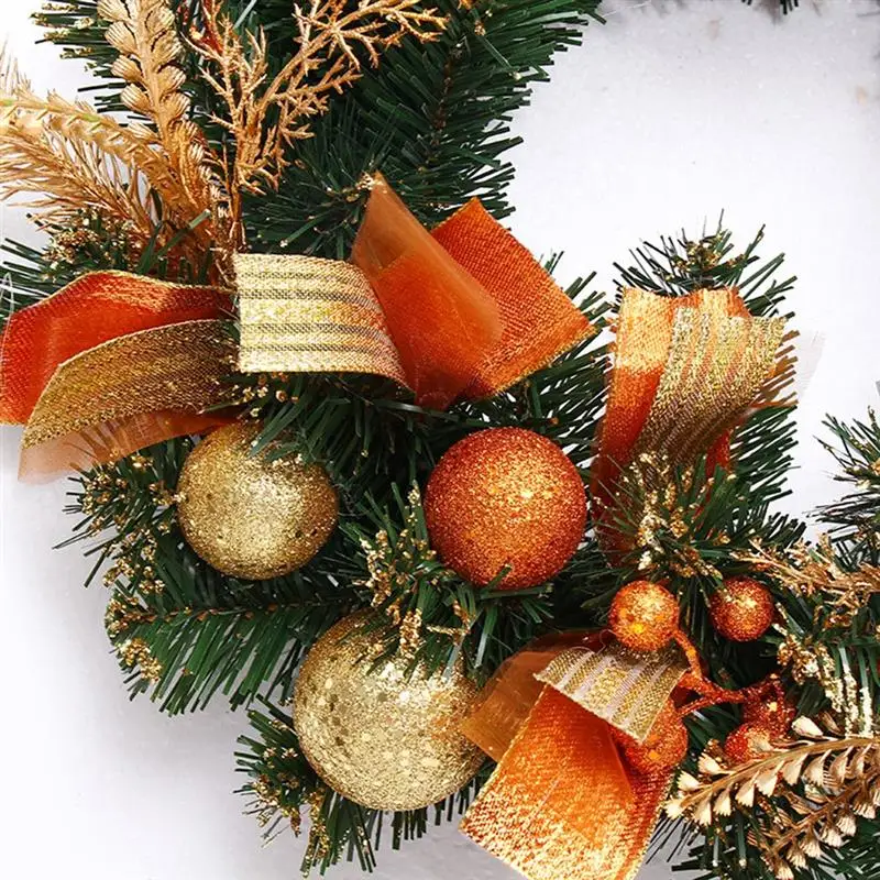 40 см красивый элегантный висящий Рождественский венок гирлянда блестящий цветок фруктовый шар конус рождественские украшения оформление окон и дверей