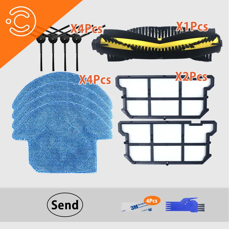 Robot Vacuum Cleaner Kits Main Roller Side Brush Cloth Mop Filter Hepa