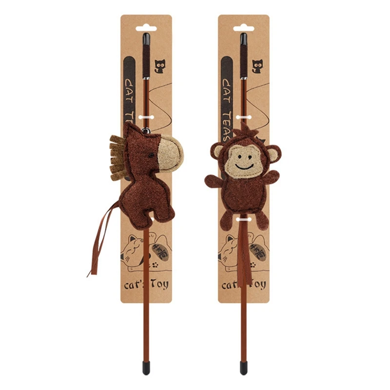 

Pet Cat Interactive Toy Teaser Cat Wand Toy Plastic Rod Cartoon Doll Toy With Bell For Pet Training Supplies Zabawki Dla Kota