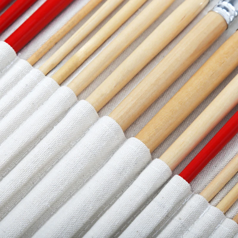 38 шт. набор кистей для рисования с холщовой сумкой для масла акриловая Акварельная краска ing Длинная Деревянная Ручка многофункциональные принадлежности художественные Кисти