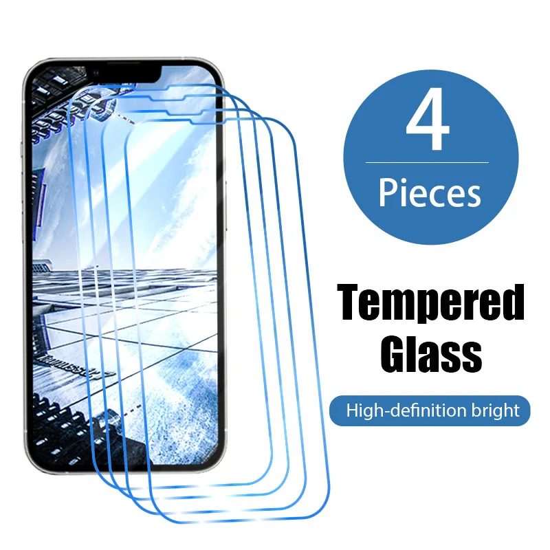 4pcs tempered glass for iPhone 13 pro max mini 6 6S plus protective iphone 12 i12 x xs xr | Мобильные телефоны и