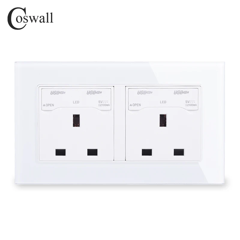 COSWALL 2 Gang 13A британская стандартная настенная розетка + 4 usb порта для зарядки со