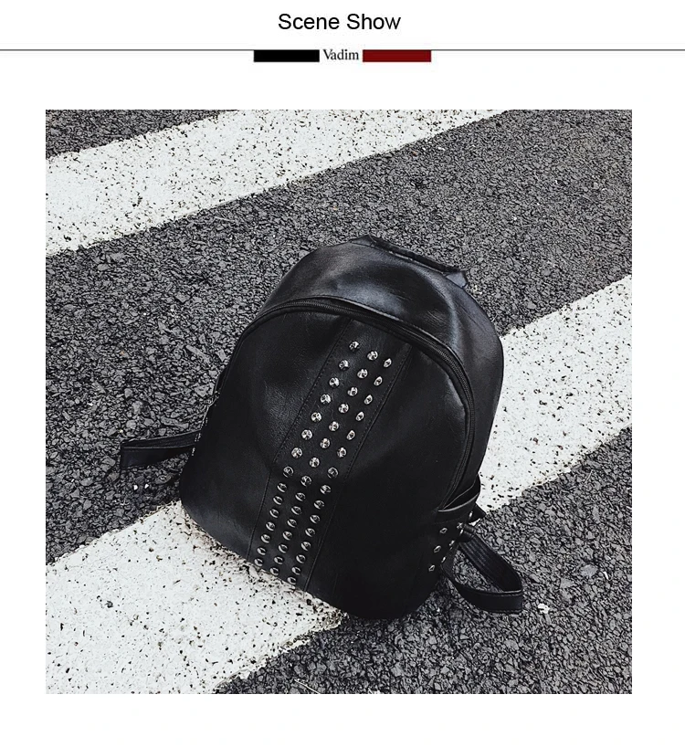 Vadim, модная сумка из искусственной кожи, женский рюкзак, женские черные школьные сумки для девочек-подростков, женский рюкзак, сумка с заклепками