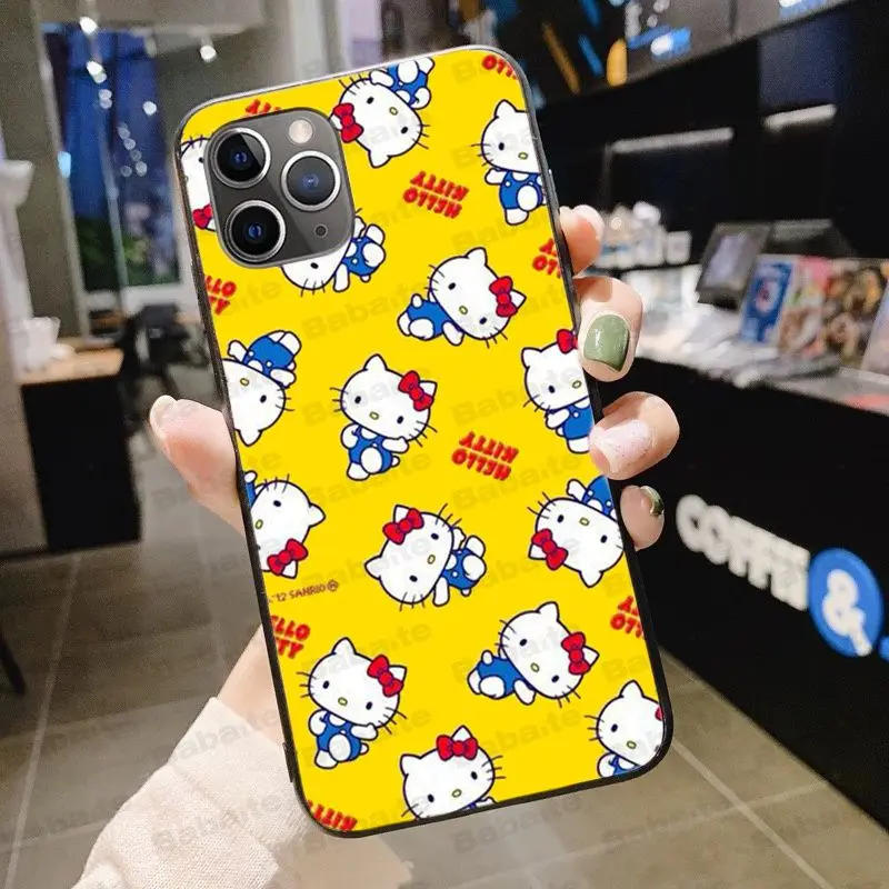 Hello kitty черный мягкий чехол для телефона из ТПУ чехол для iPhone X XS MAX 6 6s 11pro 7plus 8Plus 5S SE XR чехол