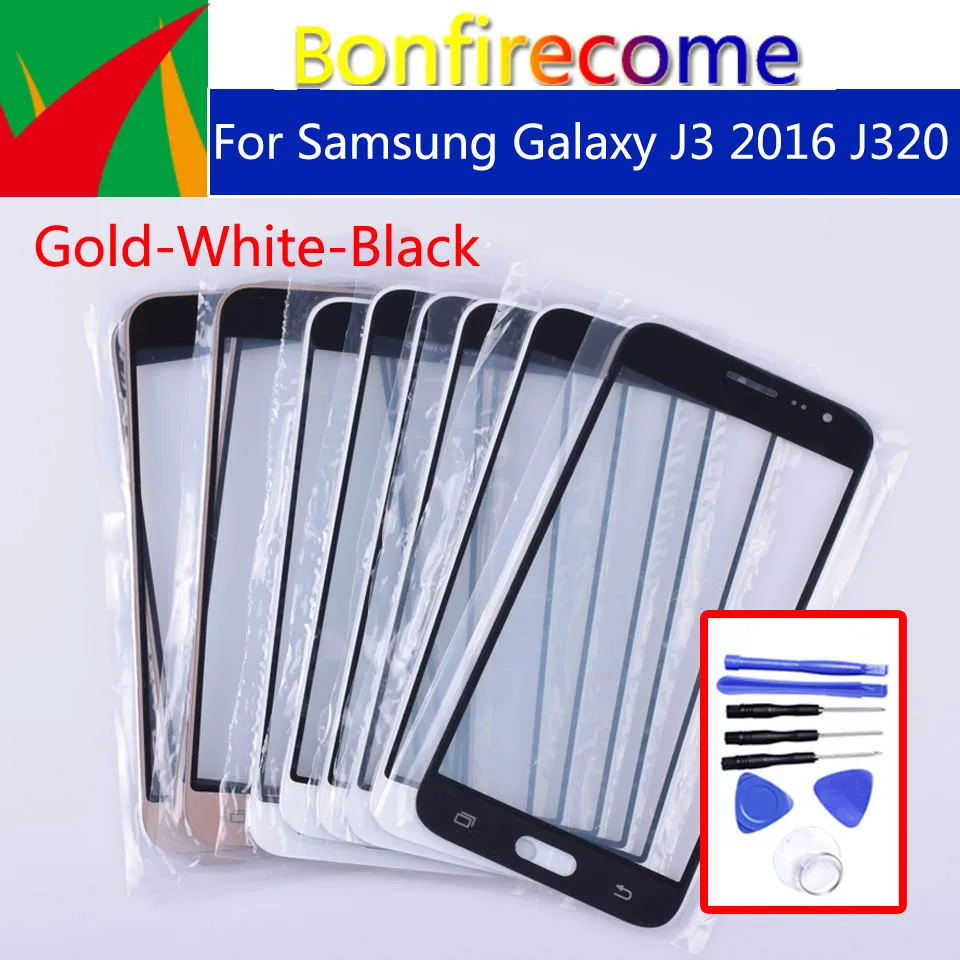 

J320 For Samsung Galaxy J3 2016 J320 J320F J320FN Touch Screen Front Panel Glass Lens Outer LCD Glass 5.0 inch