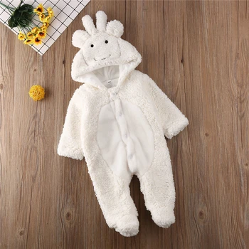 

2019 Cute Cartoon Winter Newborn Baby Boy Girl Cute Lamb Clothes Down Warm Romper Fannel Jumpsuit Outfits