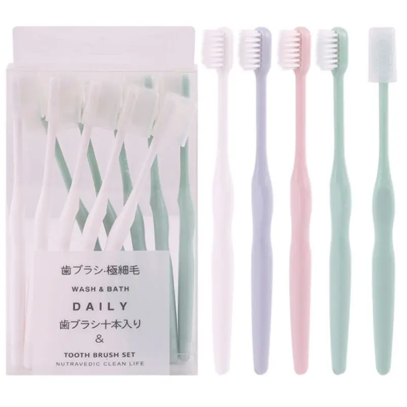 10 шт./партия зубная щетка для взрослых супер мягкая щетина уход за полостью рта принадлежности для женщин и мужчин