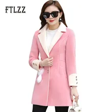Отложной воротник шерстяное пальто женское тонкое осеннее корейское Meidum длинная одежда дамские Большие размеры осенне-зимние пальто Casaco Feminino