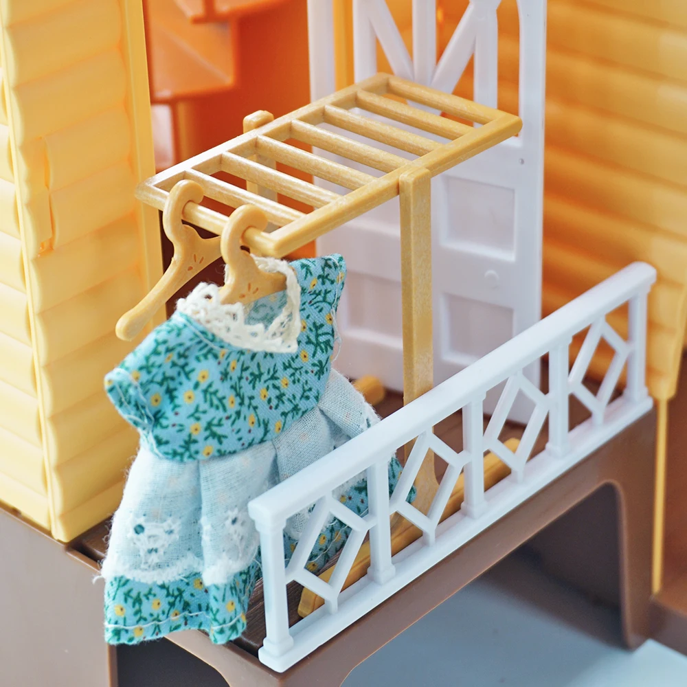 Dollhouse Furniture Kit Pretend Play House Toys DIY Country House Forest Lodge Villa Collocation Animal Family Toy For Girl Gift 6