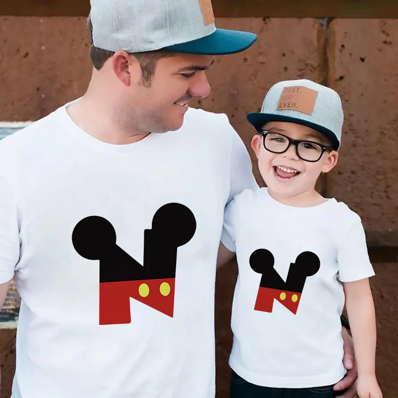 aunt and niece matching outfits Lovely T Shirts For Family Summer Tees Tops Streetwear Fashion Mickey Mouse Disney Print Harajuku Tshirts Family Matching Look family xmas outfits Family Matching Outfits