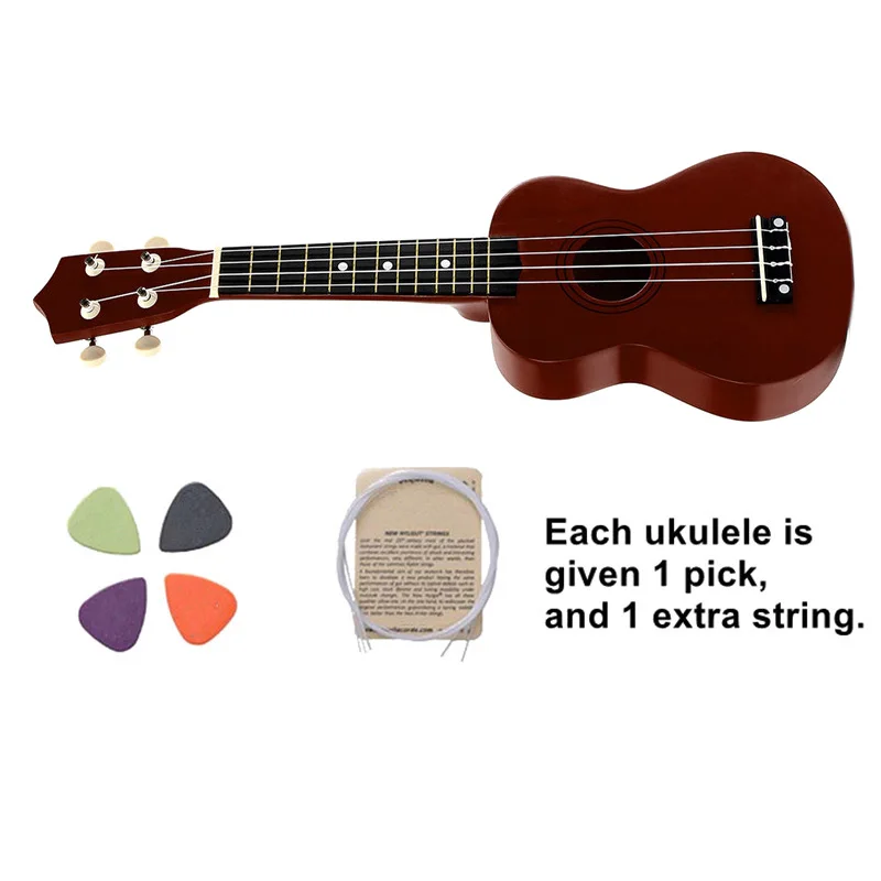 21 inch Soprano Ukulele 4 Strings Hawaiian Guitar Uke+ String+ Pick For Beginners kid Gift