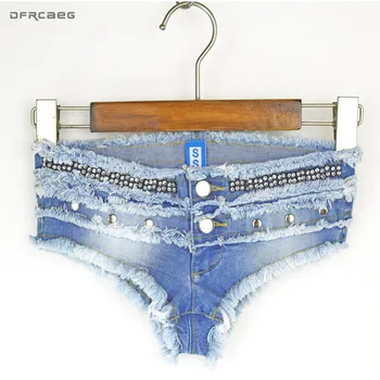 

Sexy Low Waist Vintage Jeans Shorts Women Summer 2020 High Streetwear Pole Dance Club Skinny Mini Denim Shorts Diamond Female