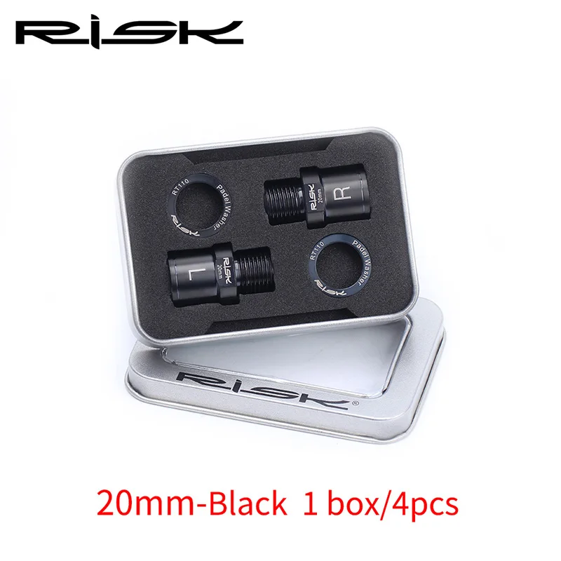 20mm-Black RISK Ti велосипедный удлинитель педалей шурупы с шайбой 16 мм/20 мм для MTB шоссейного велосипеда самоблокирующиеся педали Кривошип расширение титановые болты - Цвет: 20mm-Black