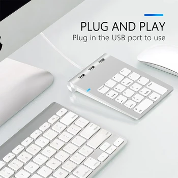 

USB Numeric Keypad 18 Keys with three USB Hub For iMac MacBook Air Pro Lenovo PC computer number accountant mini keyboard