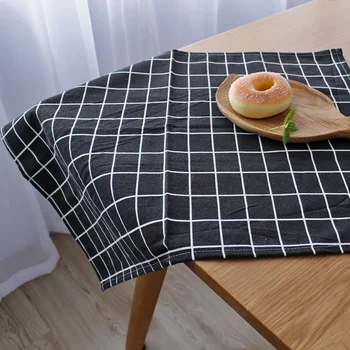 

NHBR-4PCS/Set 40x60Cm Nordic Cotton Table Mat Placemat Black Plaid Tea Coffee Pad Kitchen Towels Home Textile (Random Color)