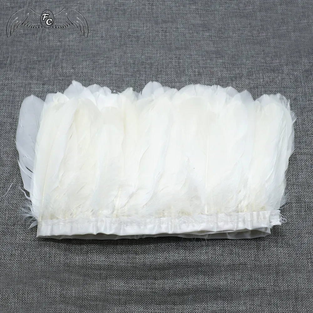Description Picture 4 of item2M Dyed 13-18CM White Goose Feather Trims Real Geese Feather Ribbon Fringe  Dress Skrit DIY Craft Sewing Material Feathers