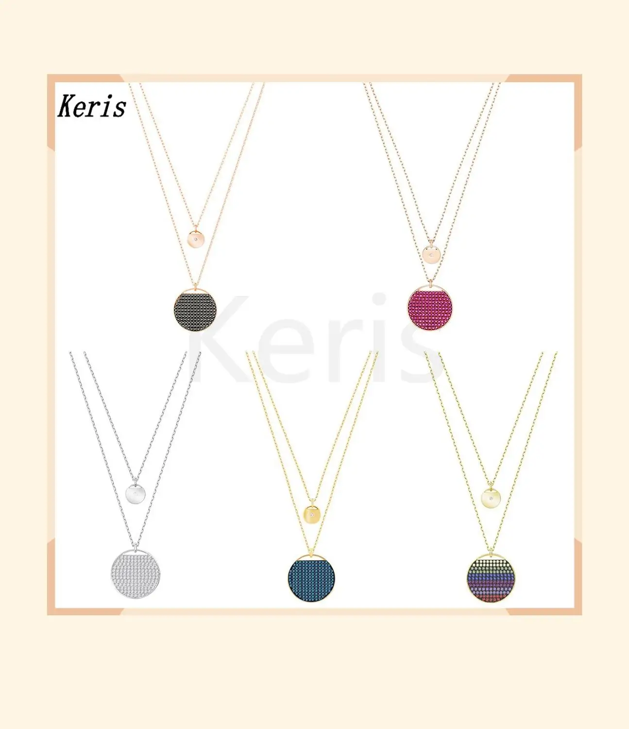 

2019 New Mysterious Ginger Multicolored Double Round Elegant Pendant Necklace To Send Girlfriend Birthday Gift Wild Jewelry
