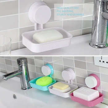 

Suction Cup Soap Dish Vacuum Sucker Soap Dish Bathroom Soap Boxes Double Layers Strong Sucker Soapbox Soap Draining Holder