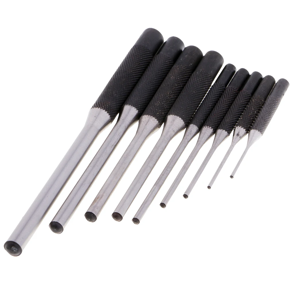 9Pcs/Bag Forged Steel Roll Pin Punch Set for Repairing Watch Bolt Tool Brand New Long Roll Mixed Size 1/16” to 5/16”