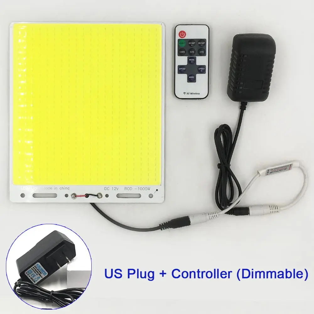 COB Dimmer US Plug 210x180 мм огромный 12 В COB светодиодный панельный светильник 300 Вт RC Диммируемый светодиодный светильник для наружного кемпинга вечерние светильник ing декор дома лампы DIY - Испускаемый цвет: COB Dimmer US Plug