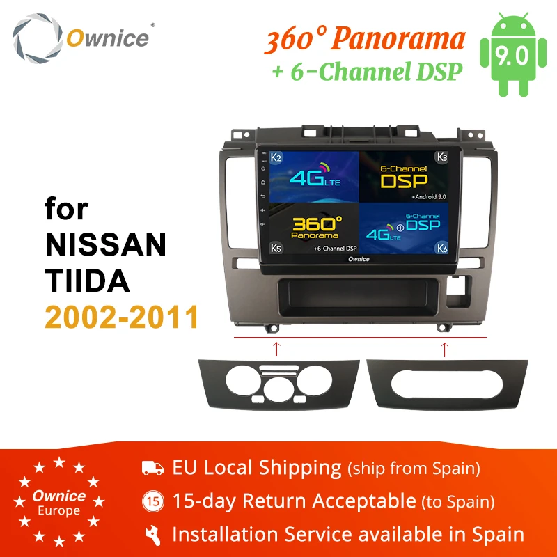 Ownice 2Din Подходит для Nissan Tiida 2002 2010 K3 K5 K6 Автомобильный gps Радио Android 9,0 Восьмиядерный 360 панорама DSP 4G LTE SPDIF головное устройство