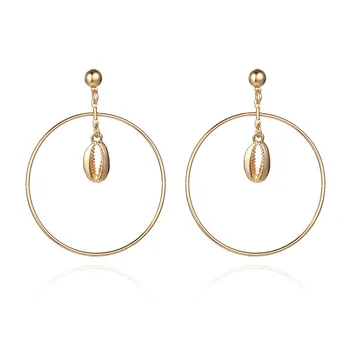 

2020 Tassel Earrings Border Fashion New Simple Personalized Circle Alloy Shell Pendant Earrings Temperament Cold Wind Female