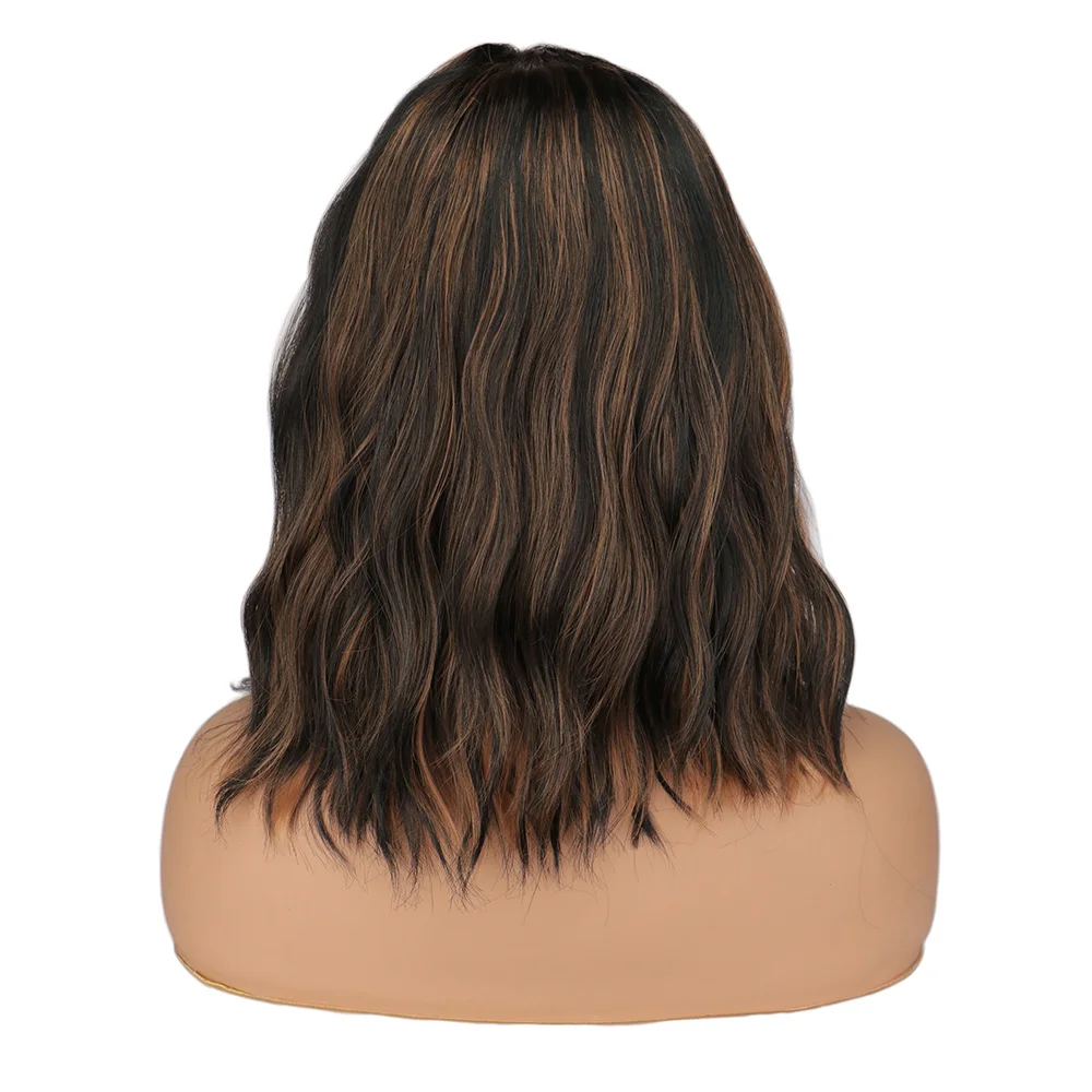 Ha54910ce740343e192953205a0d7c4c2Y Women Synthetic Wigs Natural Wave Short Wig Middle Part Mixed Black and Brown Heat Resistant False Hair for Women Mallzona