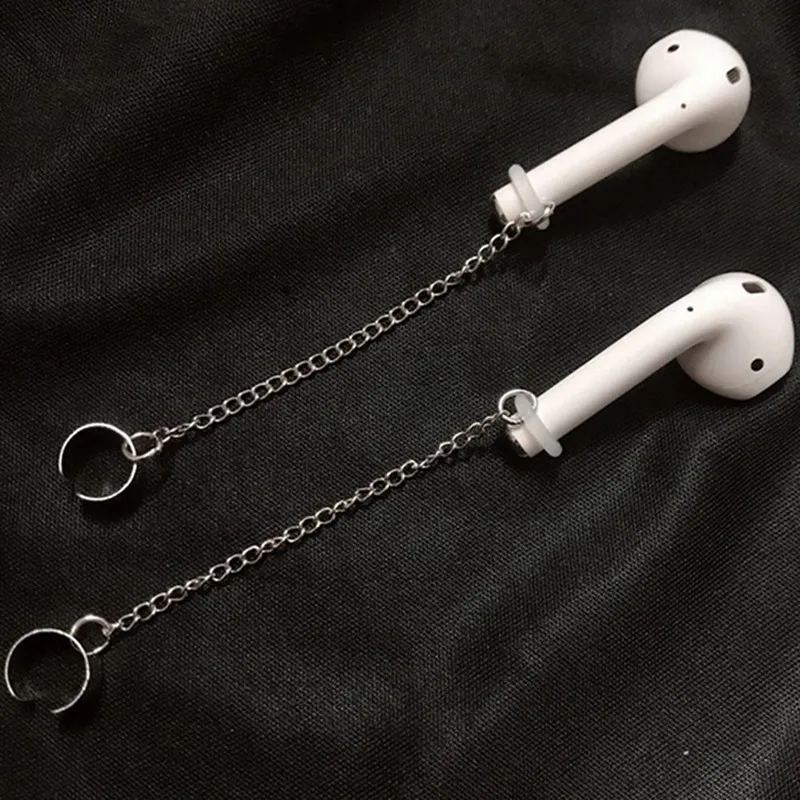 Длинные серьги AirPods с кисточками, с защитой от потери, покрытые серебром и синими ушками, для наушников, для мужчин и женщин, ювелирные аксессуары, подарок