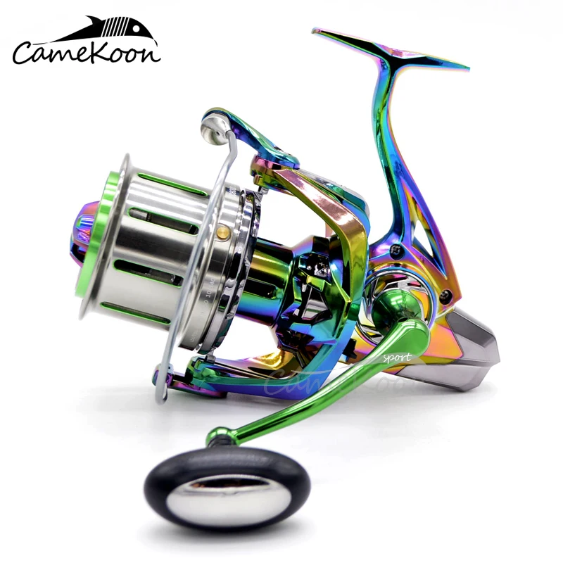 CAMEKOON Rainbow Long Cast Spinning Fishing Reel 8000 10000 12000 Metal  Body Surfcasting Wheel 20kg Drag 11+1 BBs Saltwater Coil - AliExpress