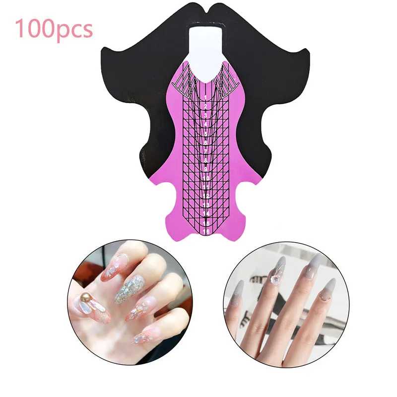 100pcs Nail Extension Stencil Stickers for UV Gel Nails