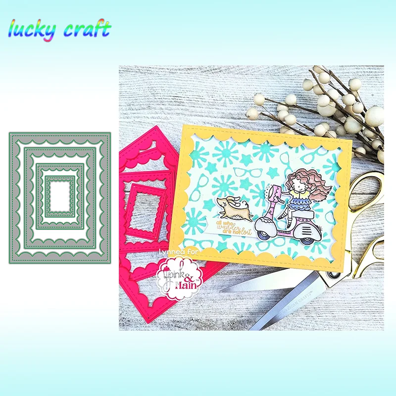 

Rectangle scallop frame Metal Cutting Dies for DIY Scrapbooking Embossing Paper Card Album Decoration Crafts Dies Cut 2019
