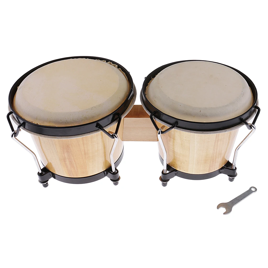 Professional Wood Bongo Drum Set 39.5x15.5cm African Hand Percussion Kids Gift Toy