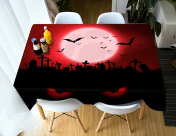 

3D Creative Pumpkin Lantern Pattern Tablecloth Waterproof Cloth Thicken Rectangular and Round Table Cloth for Halloween