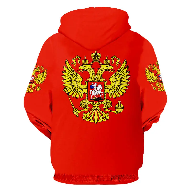 Хипстерское красное пальто с русским капюшоном мужской роскошный 3d орел Россия флаг печати свитер с капюшоном унисекс Одежда на заказ S-6XL