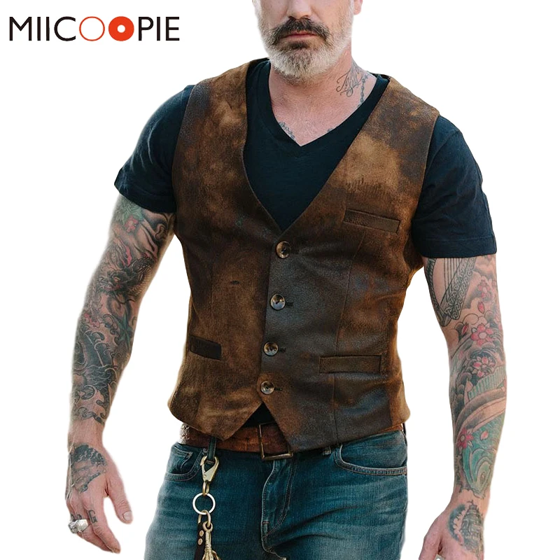 Jacket Vests V-Neck Vintage Casual New-Fashion Single-Breasted Streetwear Sleeveless
