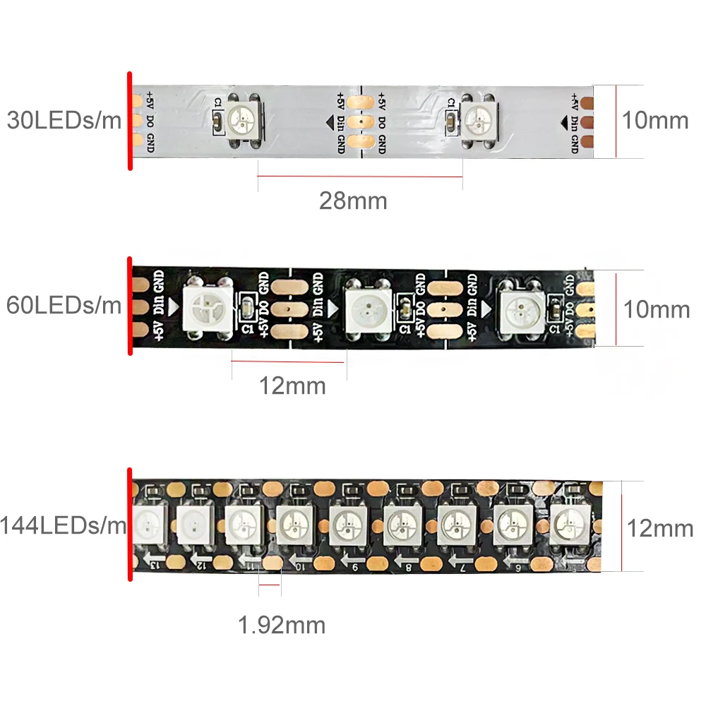 รูปสินค้า สายไฟ LED แอดเดรส 5V 5 เมตร ทนทาน IP65 สำหรับตกแต่ง