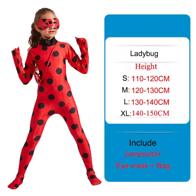 3 Pcs/set Kids Ladybird Costume Clothing Sets Anime Girl Lady Bug Cosplay Marinette Little Beetle Suit Lady Bug Jumpsuit C3082CH