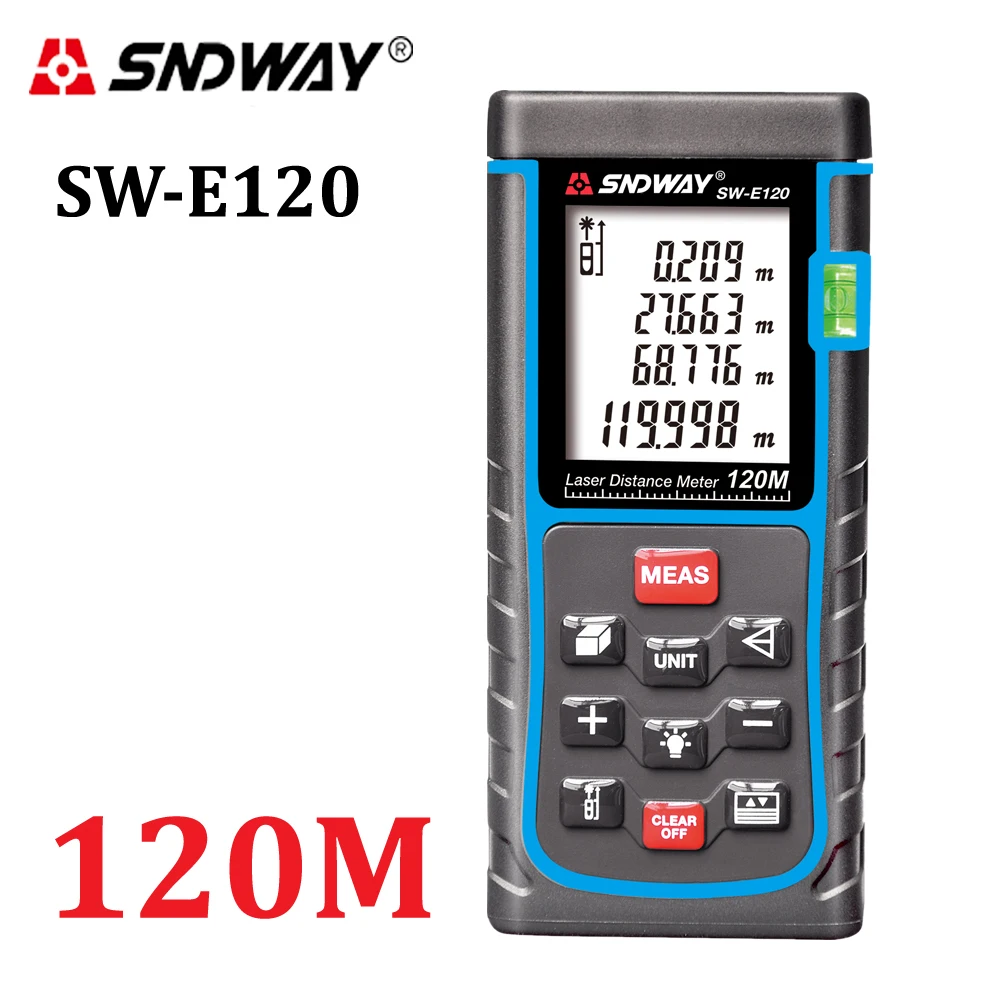 

Laser distance meter Digital 120 meters Rangefinder Tape measure Distance/Area/volume M/Ft/in distance Ruler Roulette tools