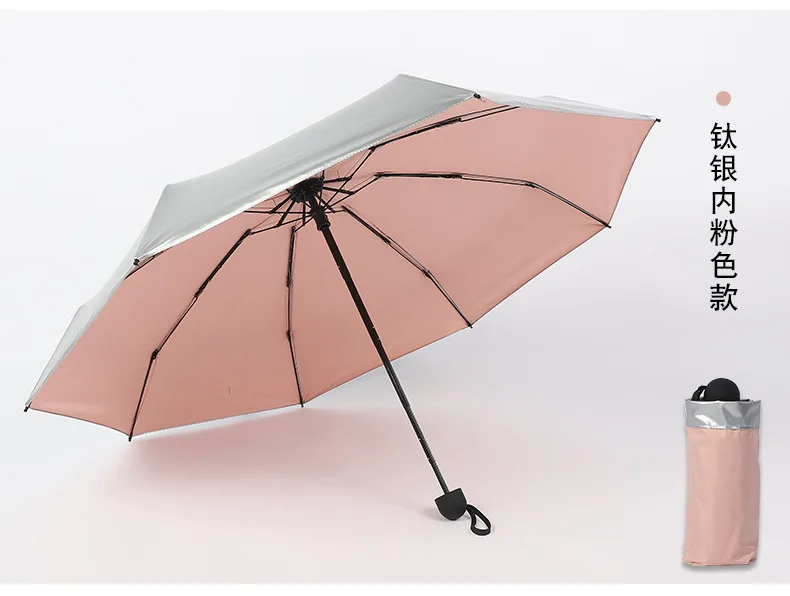 Creative New Style Titanium Silver Half off 8 Bone Parasol Customizable Mini College Style All-Weather Umbrella Silver Plastic U