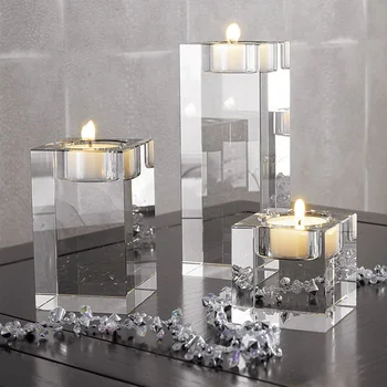

Crystal Candle Holders European Upscale Candlestick Table Romantic Candle sticks Wedding Centerpieces for Home Decoration