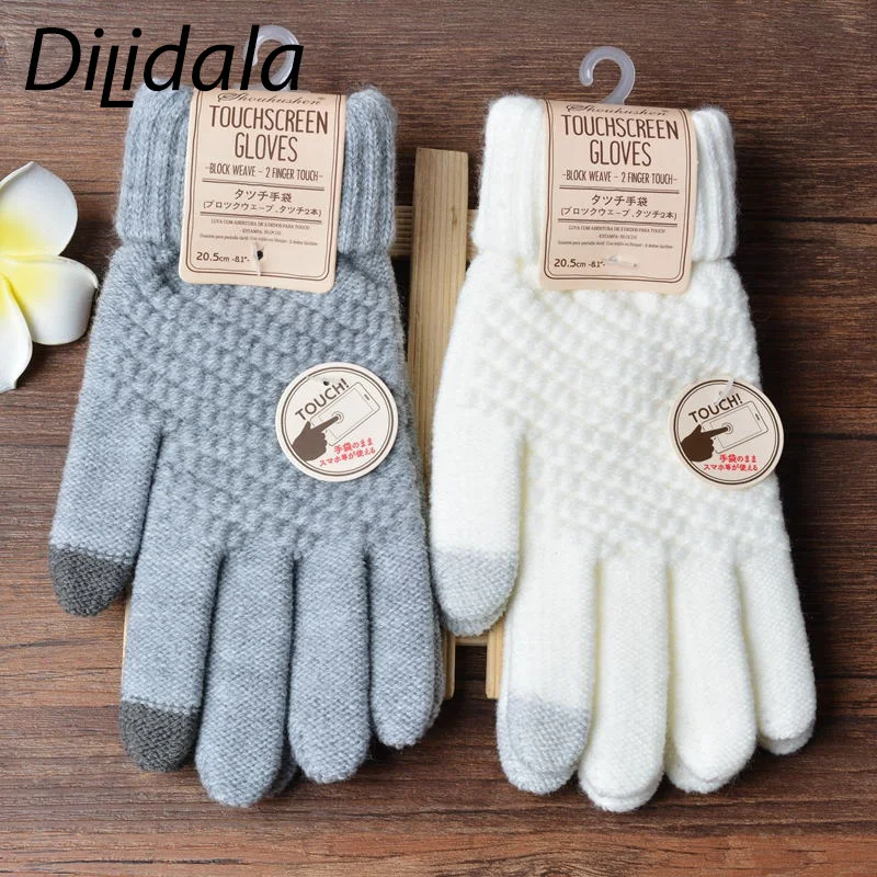 Dilidala новые кашемировые вязаные перчатки женский жаккардовый сенсорный экран
