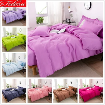 

Purple Pure Color Solid Duvet Cove+Pillowcase Set 1.2/1.35/1.5/1.8/2 Bedding Set Single Queen King Size Quilt Cover Soft Cotton