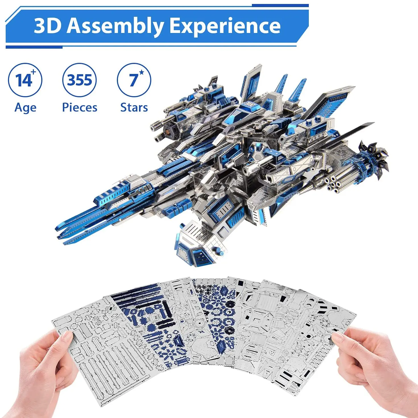 Microworld 3D Metal Jigsaws Puzzles Spaceship Warship Kits DIY Modern Assemble Toys Birthday Gift for child 350 Pieces Puzzle 4