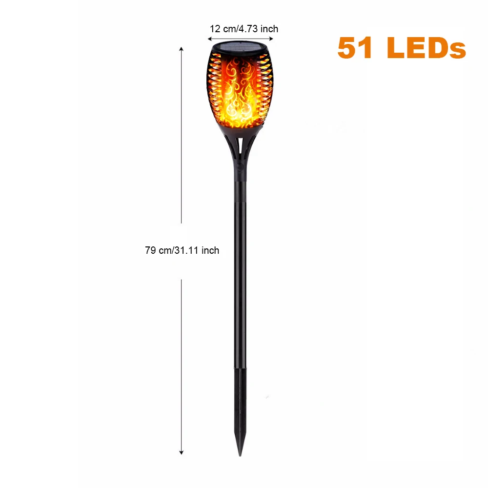 51 Leds Solar Light Светодиодный светильник на солнечной батарее s Открытый IP65 Водонепроницаемый светодиодный садовый светильник на солнечной батарее мерцающий факел пламя лампа для двора сада балкона - Испускаемый цвет: 51 Leds Solar Light