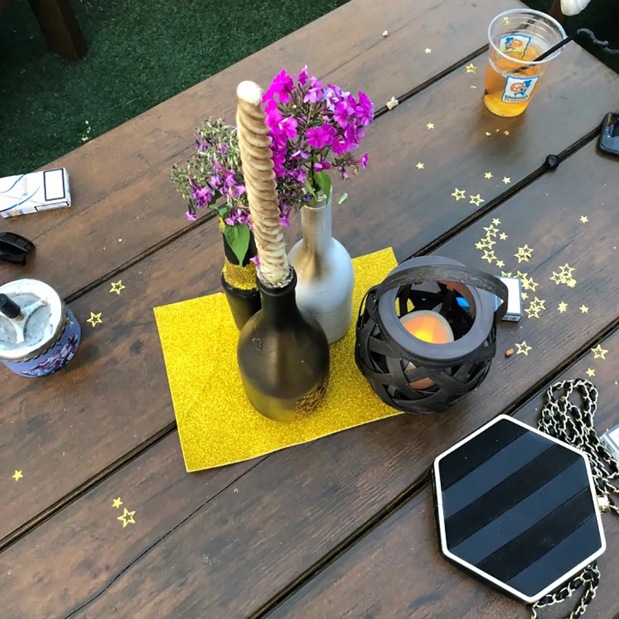 Золотыми звездами Таблица Конфетти брызгает Happy День рождения Свадебные украшения пользу поставок дома садовые украшения поставки